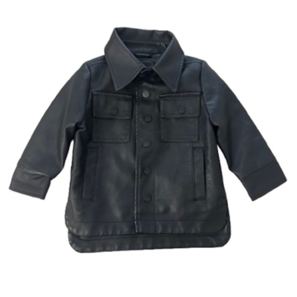 2PC Toddler Boy Faux Leather Jacket & Knit Sweater 12-18 Months - Picture 2 of 9